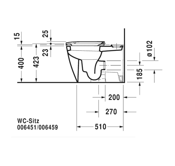 Duravit Happy D.2 patatomas klozetas be dangčio ir bakelio