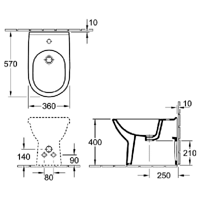 Villeroy&Boch O.Novo pastatoma bide 360x560