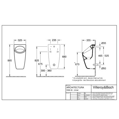 Villeroy&Boch Architectura pisuaras 325x680x355mm