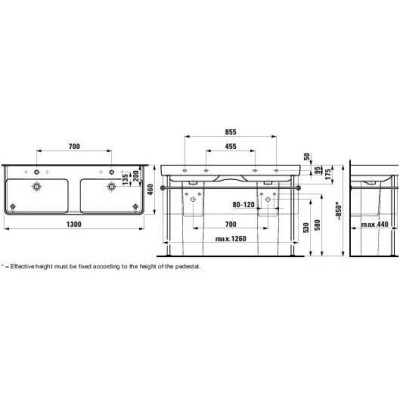 Laufen Pro S dvigubas pakabinamas/baldinis praustuvas 1300x460 cm