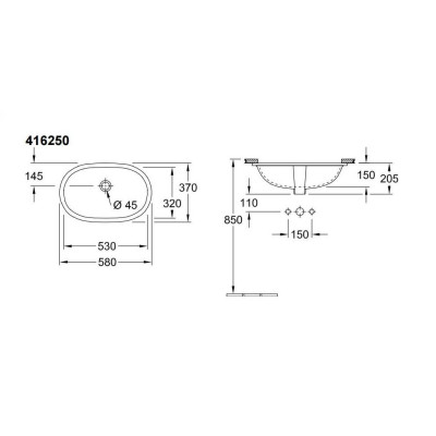 Villeroy & Boch O.Novo po stalviršiu montuojamas praustuvas 530x320