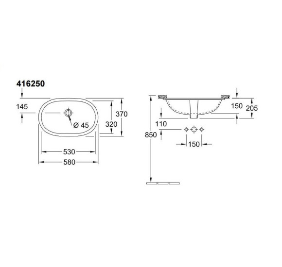 Villeroy & Boch O.Novo po stalviršiu montuojamas praustuvas 530x320