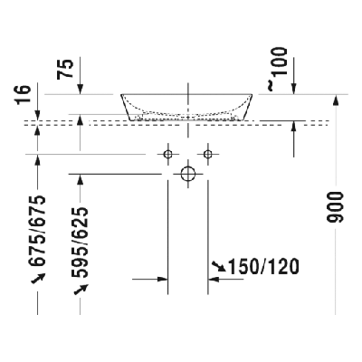 Duravit Cape Cod pastatomas praustuvas 500x405 (balta spalva)