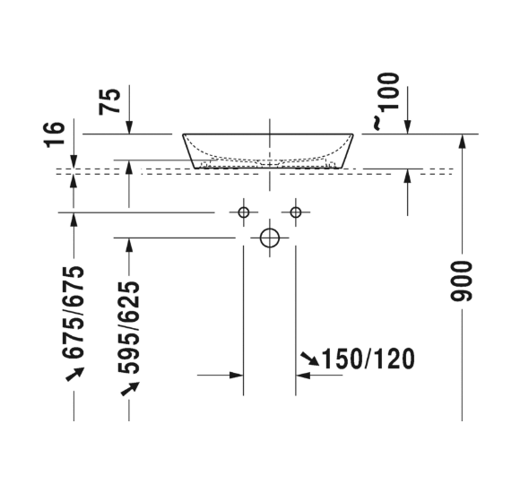 Duravit Cape Cod pastatomas praustuvas 500x405 (balta spalva)