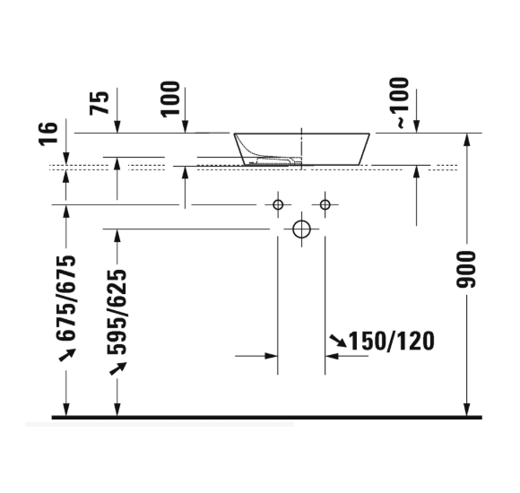 Duravit Cape Cod pastatomas praustuvas 430x430mm