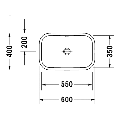 Duravit Happy D.2 pusiau įleidžiamas praustuvas 600x400mm