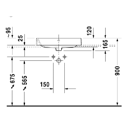 Duravit Happy D.2 pusiau įleidžiamas praustuvas 600x400mm