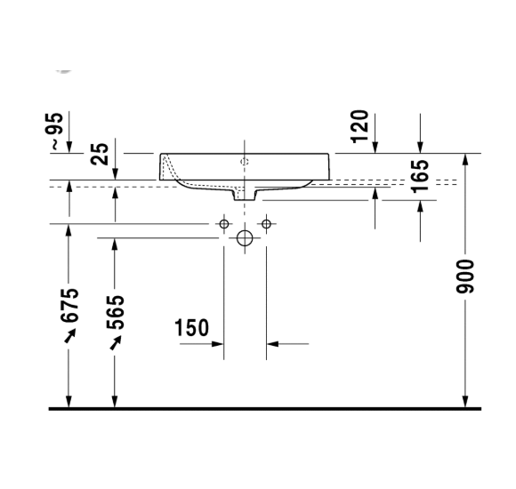 Duravit Happy D.2 pusiau įleidžiamas praustuvas 600x400mm