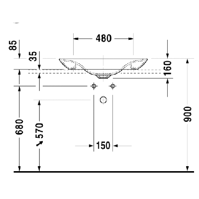 Duravit PuraVida praustuvas 700x465mm