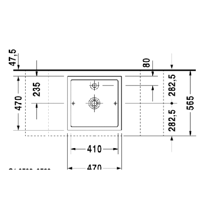 Duravit Starck 1 pastatomas praustuvas su anga maišytuvui 470mm