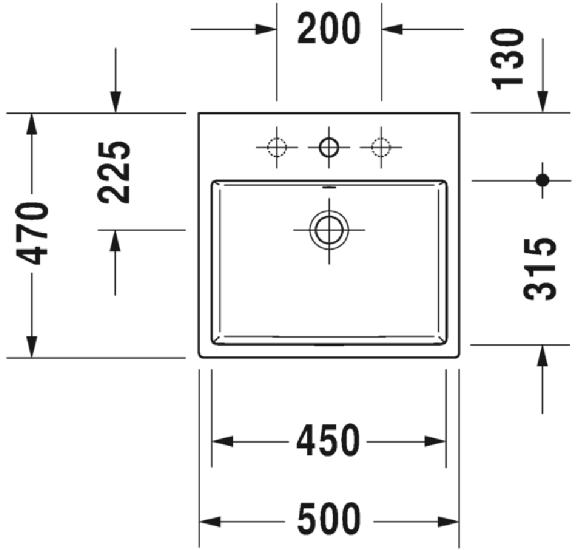 Duravit Vero Air pastatomas praustuvas su anga maišytuvui 500x470