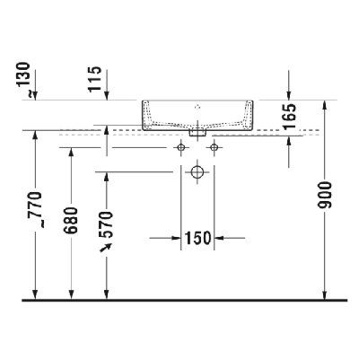 Duravit Vero Air pastatomas praustuvas su anga maišytuvui 500x470