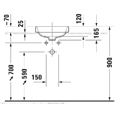 Duravit Happy D.2 Plus įleidžiamas praustuvas 400x400mm