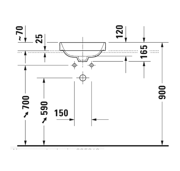 Duravit Happy D.2 Plus įleidžiamas praustuvas 400x400mm