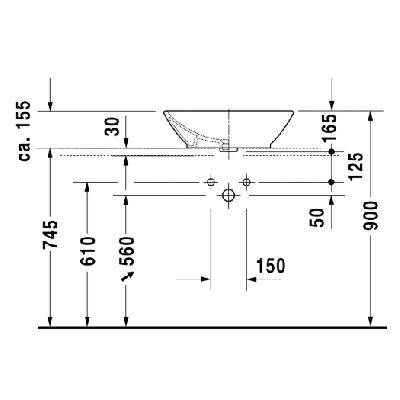 Duravit Bacino Pastatomas praustuvas 550x420