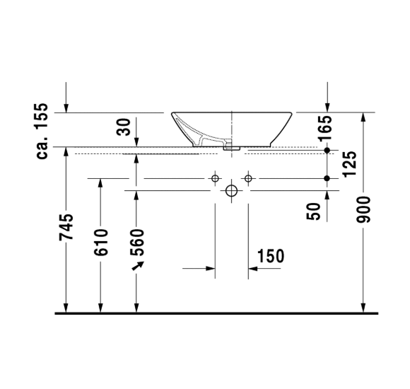 Duravit Bacino Pastatomas praustuvas 550x420