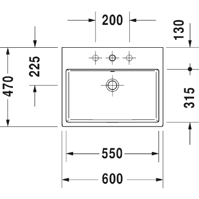 Duravit Vero Air pastatomas praustuvas su anga maišytuvui 600x470