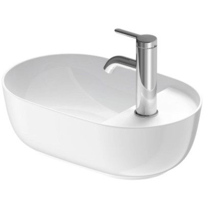 Duravit Luv Pastatomas praustuvas 420x270 su anga maišytuvui (vidus baltas, išorė balta blizgi)