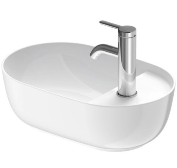 Duravit Luv Pastatomas praustuvas 420x270 su anga maišytuvui (vidus baltas, išorė balta blizgi)