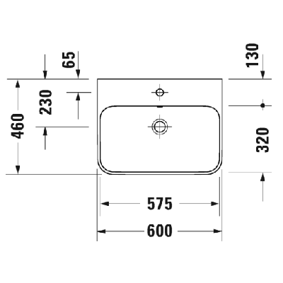 Duravit Happy D.2 Plus praustuvas su anga maišytuvui 600x460
