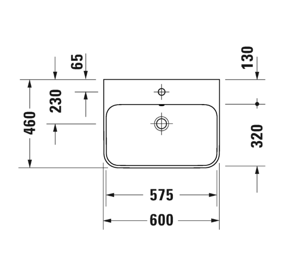 Duravit Happy D.2 Plus praustuvas su anga maišytuvui 600x460