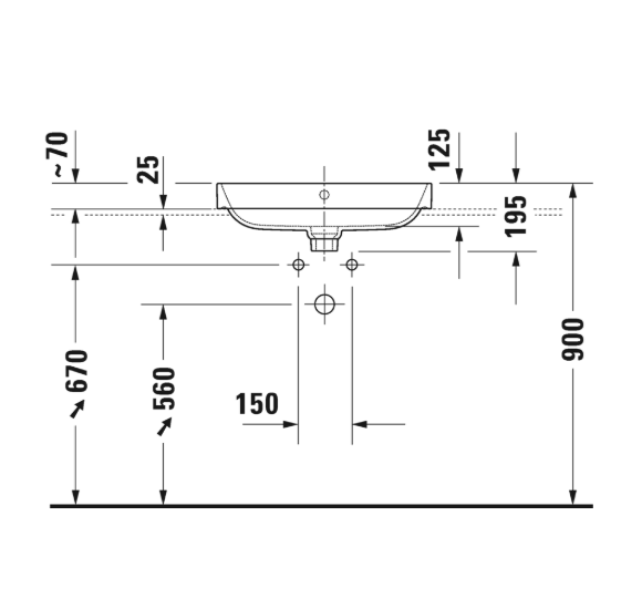 Duravit Happy D.2 Plus praustuvas su anga maišytuvui 600x460