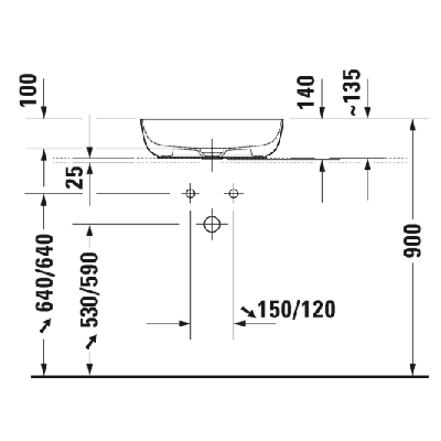 Duravit Luv Pastatomas praustuvas 500x350 (vidus baltas, išorė balta blizgi)