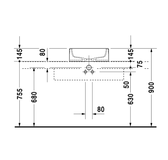 Duravit Starck 1 pastatomas praustuvas 460mm