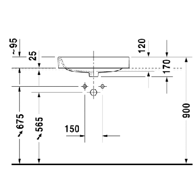 Duravit Happy D.2 pusiau įleidžiamas praustuvas 600x460