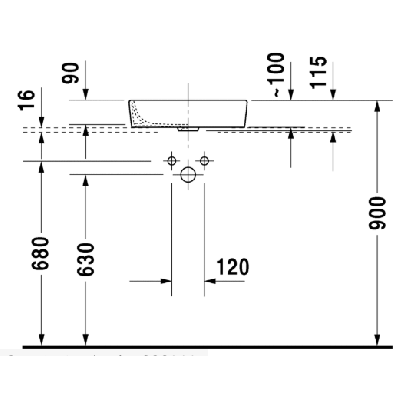 Duravit Starck 2 pastatomas praustuvas 435mm