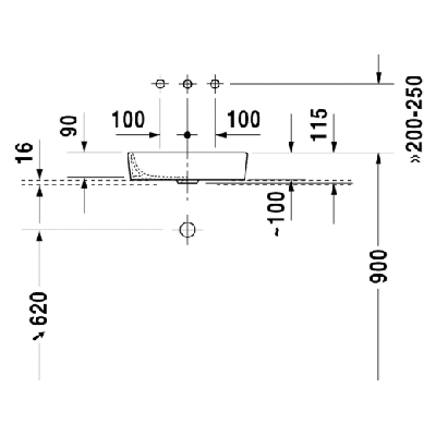 Duravit Starck 2 pastatomas praustuvas 435mm