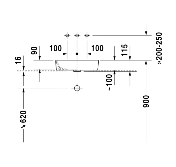 Duravit Starck 2 pastatomas praustuvas 435mm