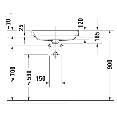 Duravit Happy D.2 Plus įleidžiamas praustuvas 600x400