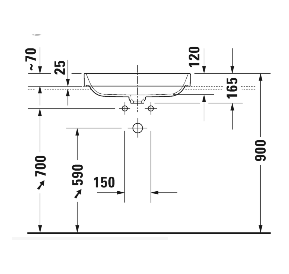 Duravit Happy D.2 Plus įleidžiamas praustuvas 600x400