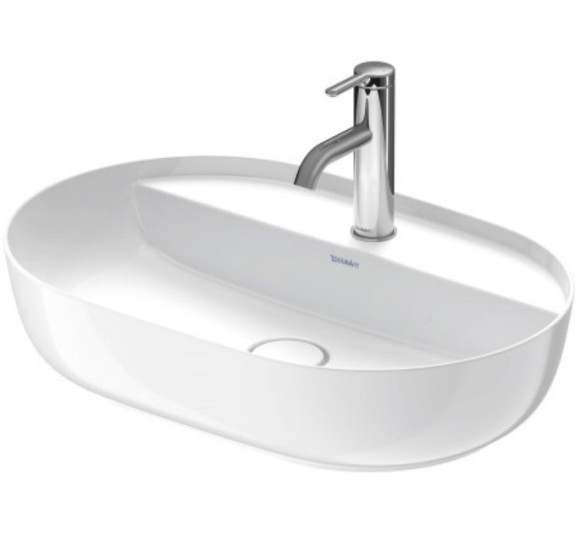 Duravit Luv Pastatomas praustuvas 600x400 su anga maišytuvui (vidus baltas, išorė balta blizgi)