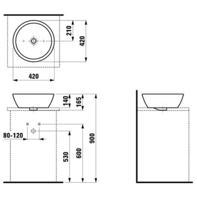 Laufen Pro A ant stalviršio statomas praustuvas-dubuo 42x42 cm