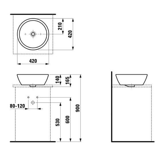 Laufen Pro A ant stalviršio statomas praustuvas-dubuo 42x42 cm