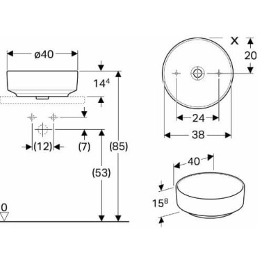 Geberit VARIFORM pastatomas praustuvas, apvalus, 40 CM