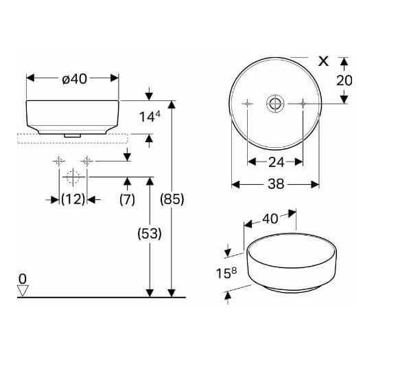Geberit VARIFORM pastatomas praustuvas, apvalus, 40 CM