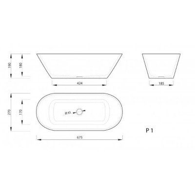 IŠPARDAVIMAS. Vispool statomas ant stalviršio praustuvas P 1 (67,5x27x19)