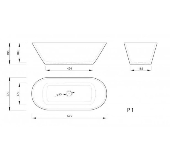 IŠPARDAVIMAS. Vispool statomas ant stalviršio praustuvas P 1 (67,5x27x19)