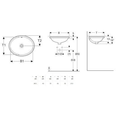 Geberit VariForm po stalviršiu montuojamas praustuvas, ovalus, 49,5 cm
