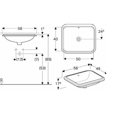 Geberit VariForm po stalviršiu montuojamas praustuvas, stačiakampis, 50 cm