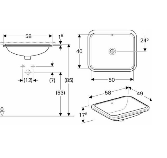 Geberit VariForm po stalviršiu montuojamas praustuvas, stačiakampis, 50 cm