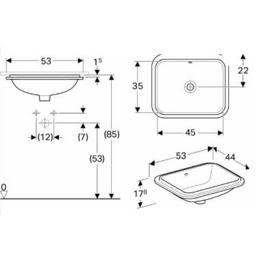 Geberit VariForm po stalviršiu montuojamas praustuvas, stačiakampis, 45 cm