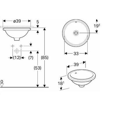 Geberit VariForm po stalviršiu montuojamas praustuvas, apvalus, 33 cm