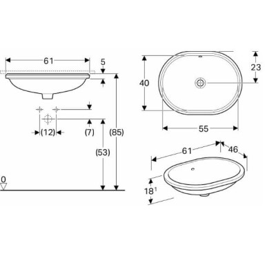 Geberit VariForm po stalviršiu montuojamas praustuvas, elipsė, 55 cm