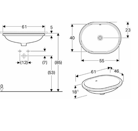 Geberit VariForm po stalviršiu montuojamas praustuvas, elipsė, 55 cm