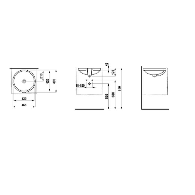 Laufen montuojamas po stalviršiu praustuvas 42x42 cm