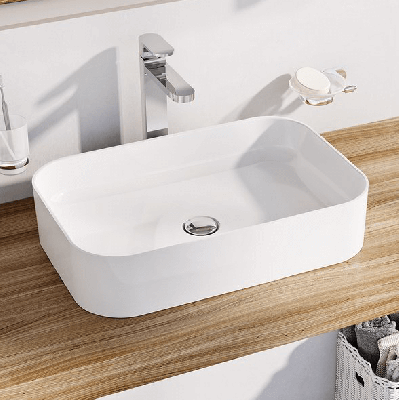 RAVAK pastatomas ant stalviršio Ceramic 550 R Slim praustuvas, baltas